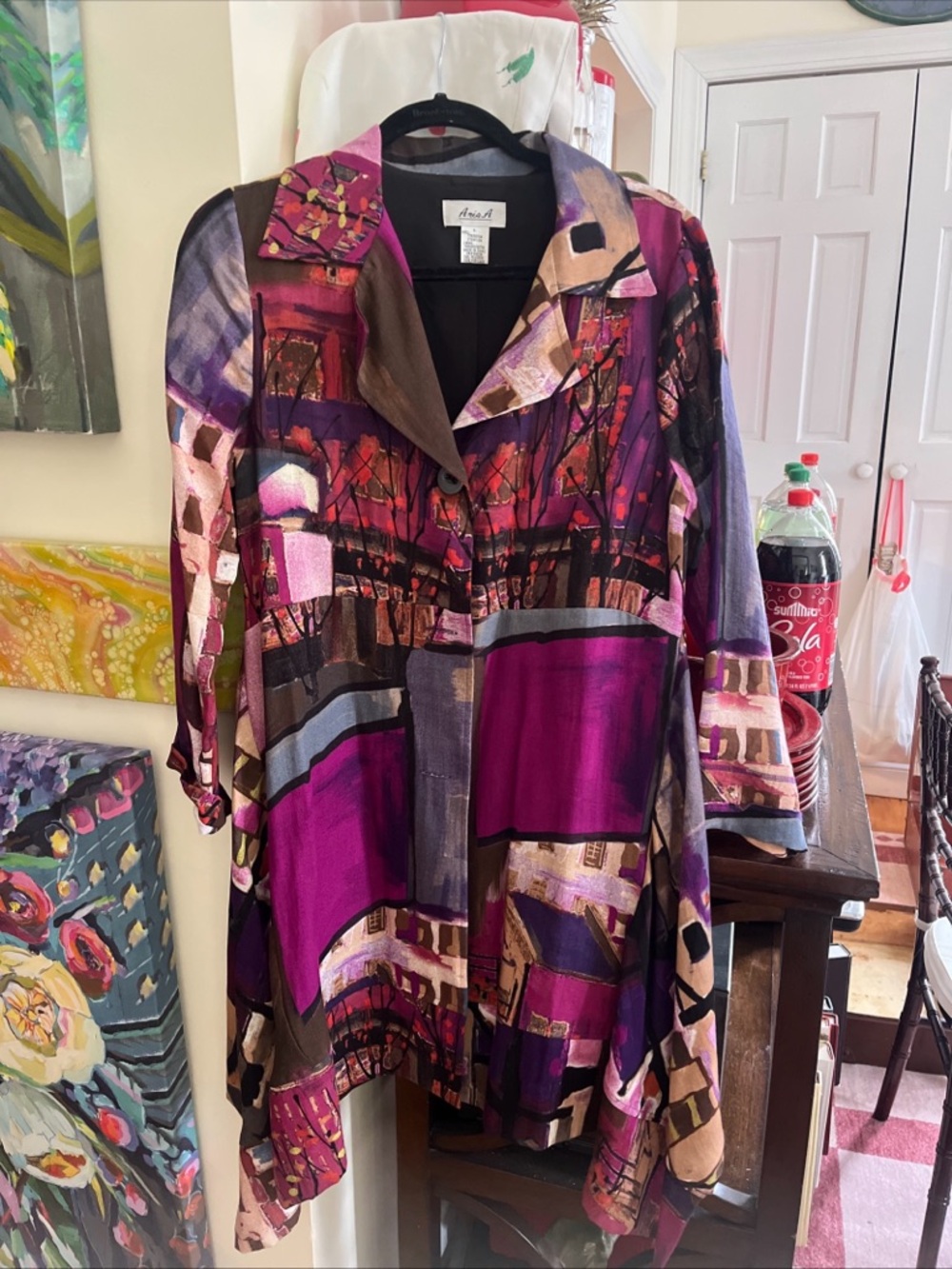 Anis A. coat dress in LoArtistic Patchwork Button-Front Tunic in Purple